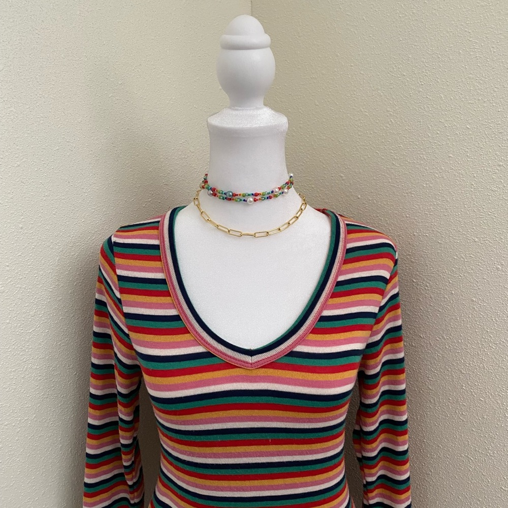 Sweet Claire Multi-Colored Striped Midi Dress